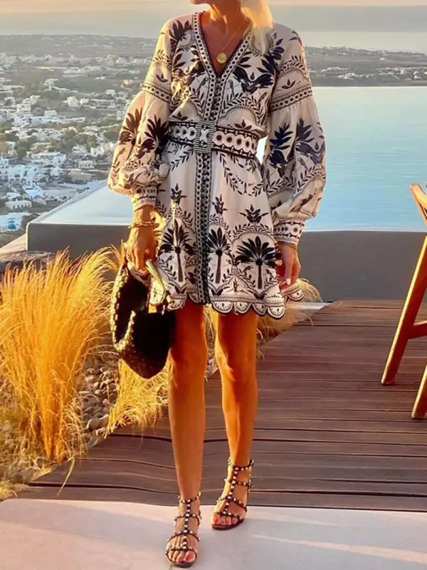 Printed Beach Loose Fashion Mini Dress