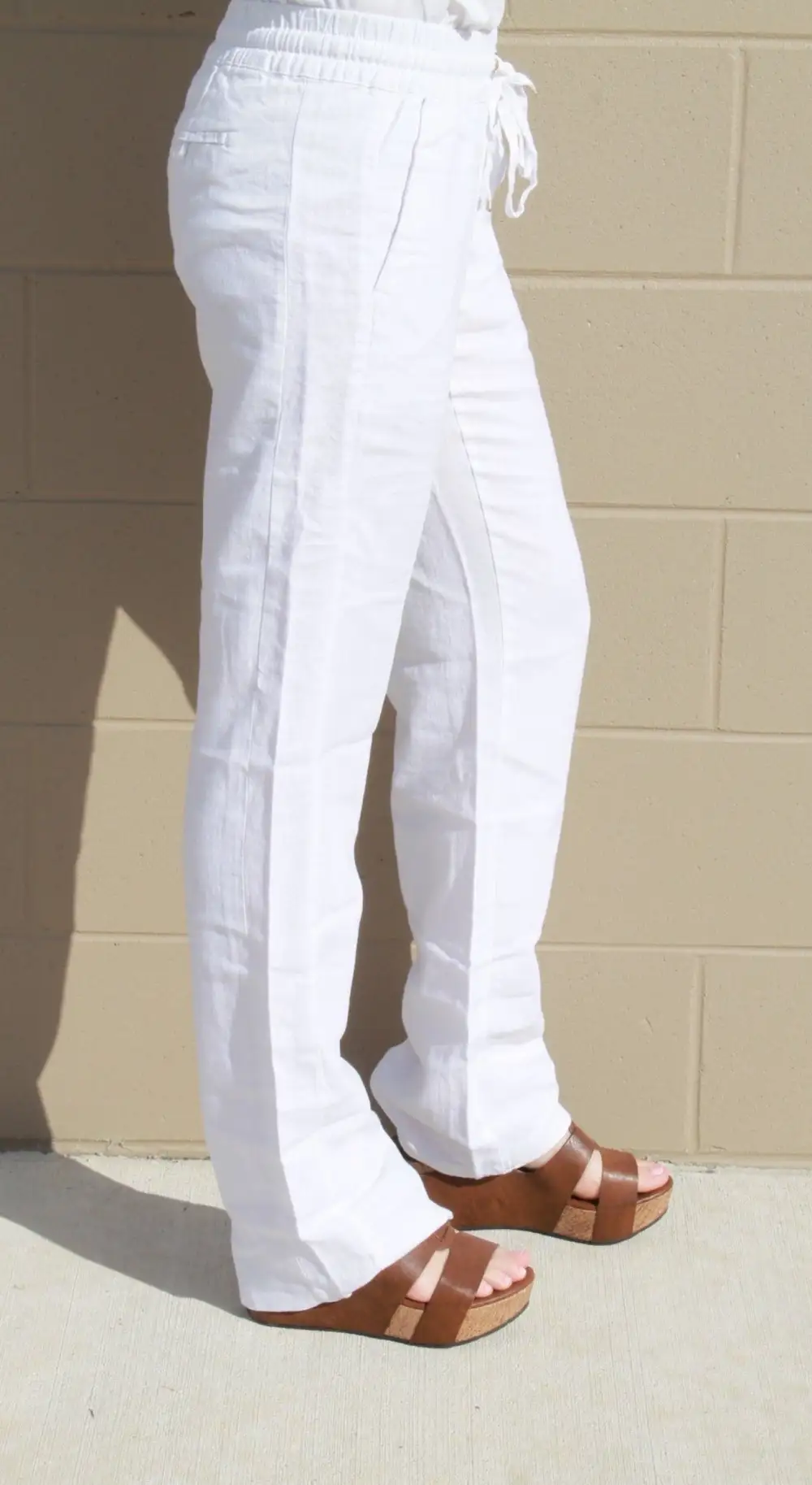 Modern Roomy Linen Blend Smocked Casual Pants