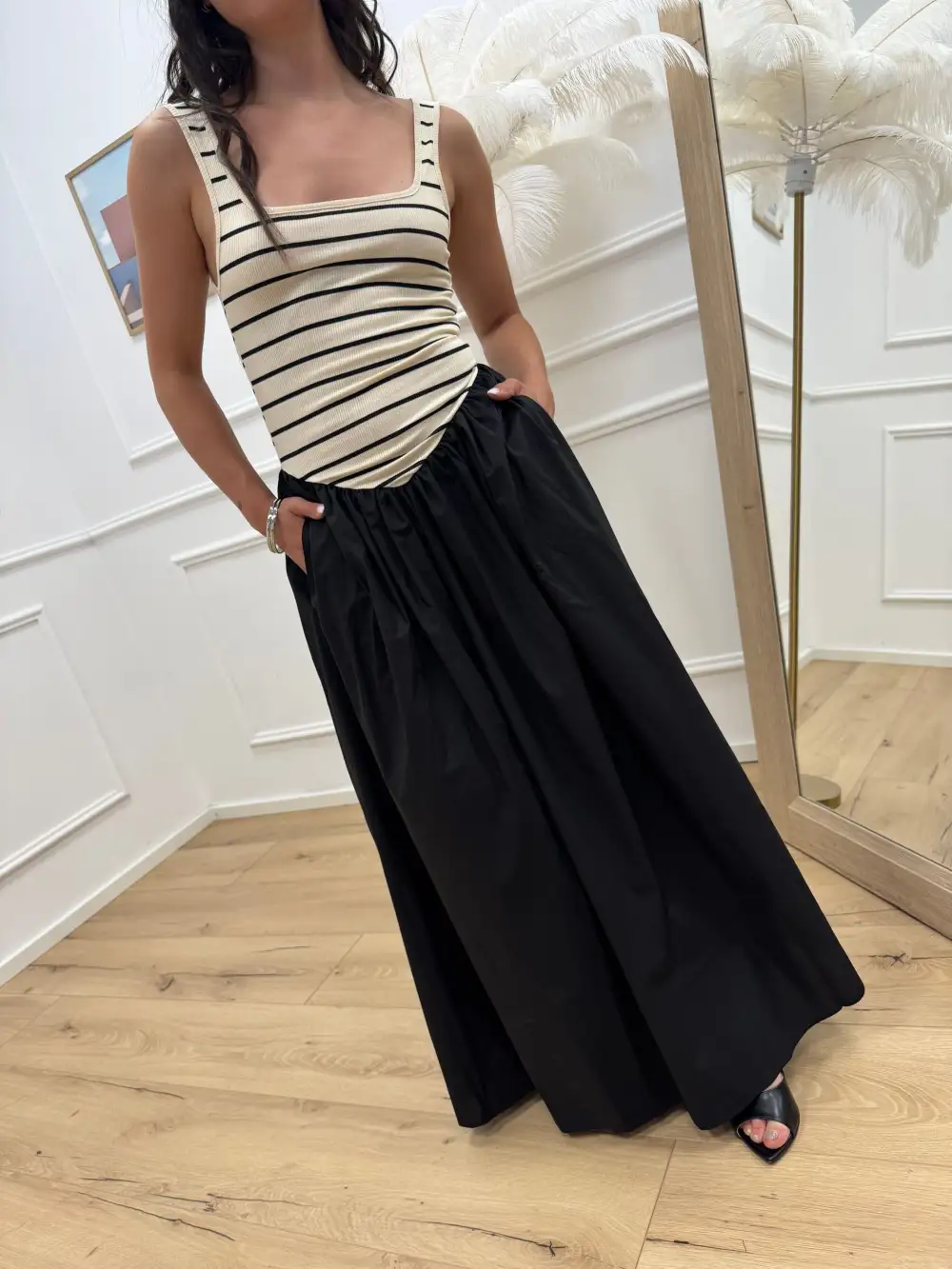 Pleated Maxi Cotton Skirt