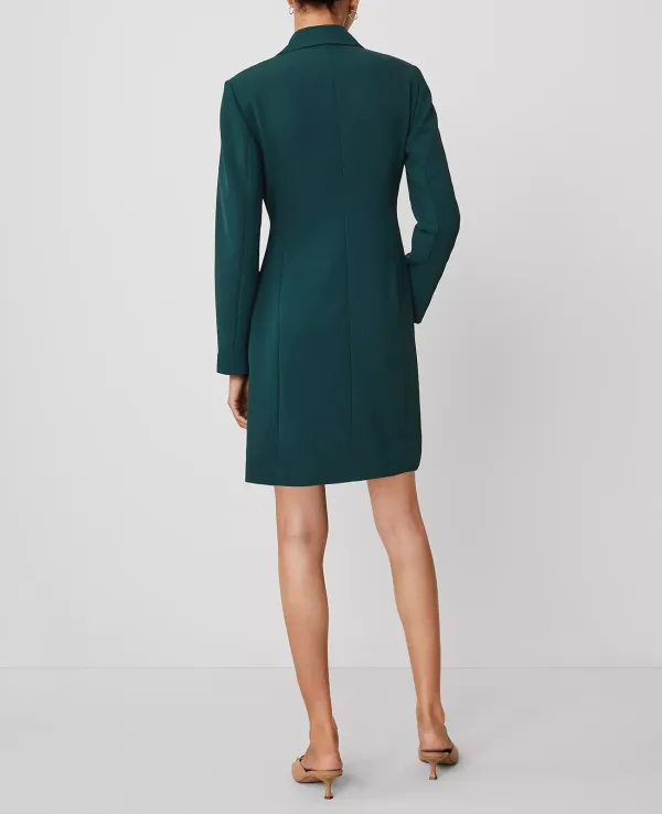 Notched Lapel Belted Sheath Dress