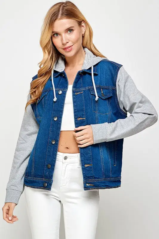 Aneta® | Women's denim jacket with fleece hoodies