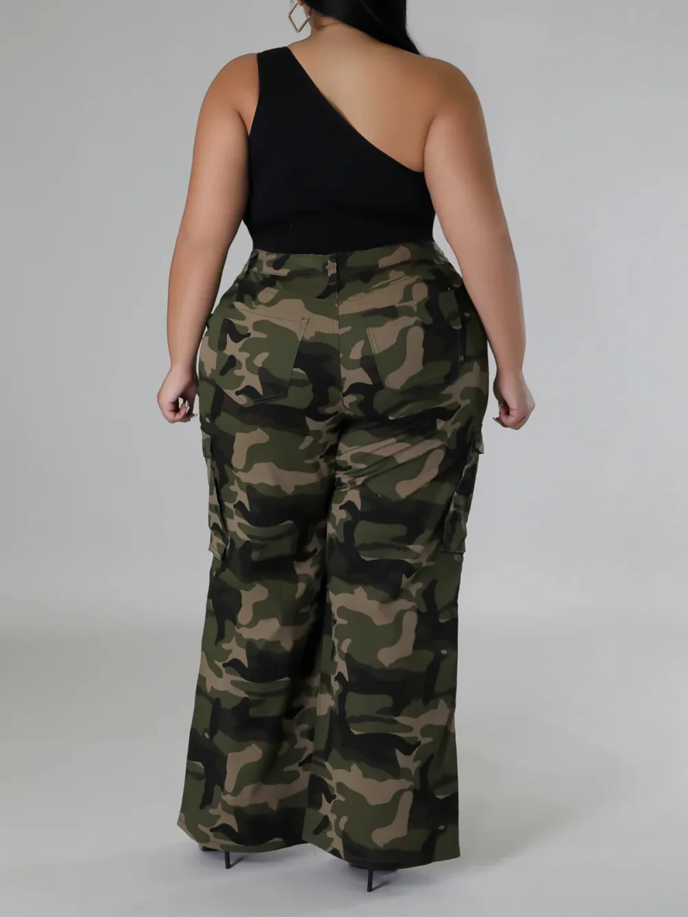 Plus-Size Fashion Women'S Cargo Style Wide-Leg Camouflage Pants