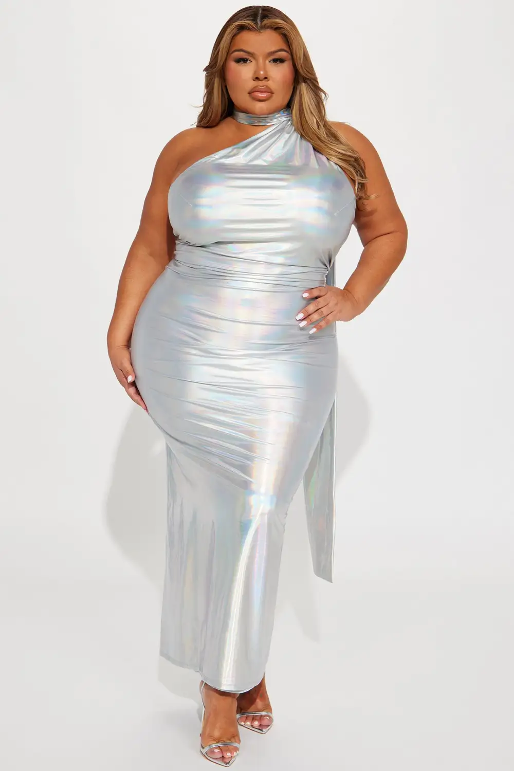 Wrap It Up Metallic Maxi Dress - Silver