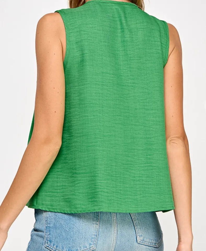 Sleeveless Front Tie Top