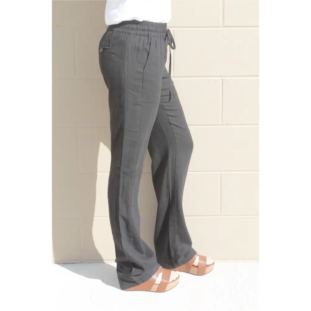 Modern Roomy Linen Blend Smocked Casual Pants