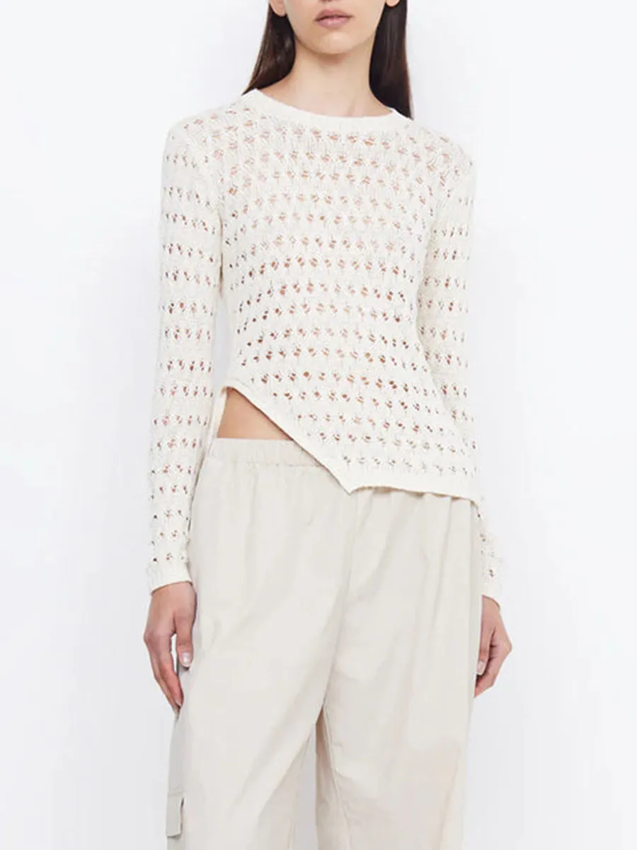 Long Sleeve Asymmetrical Knit Top