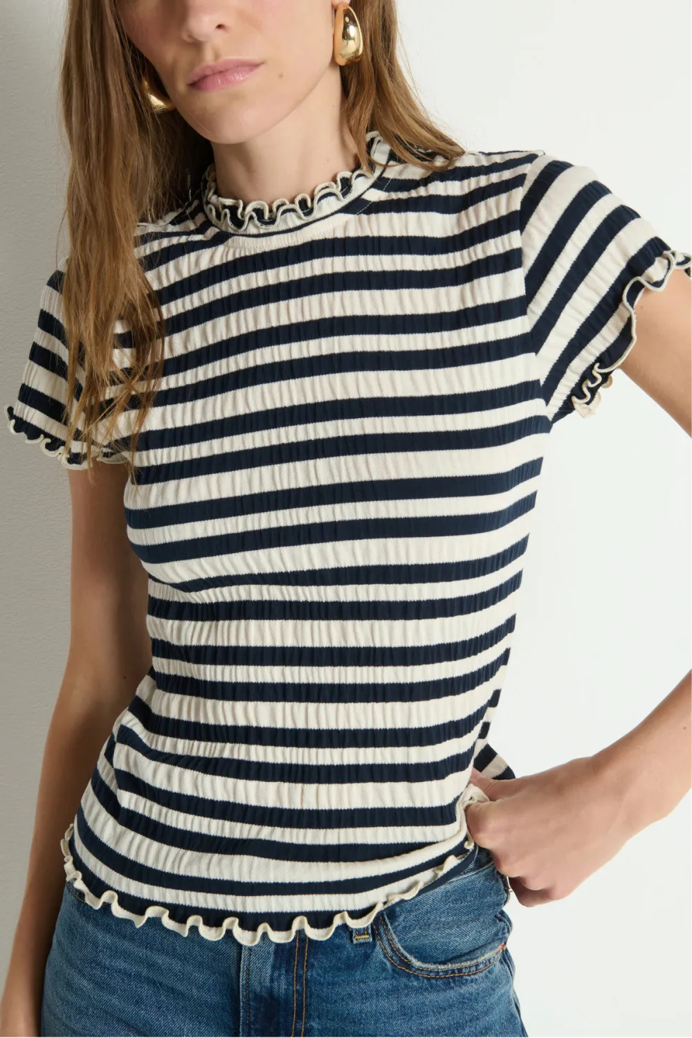 Ruffle Ruffled Cap Sleeve Top