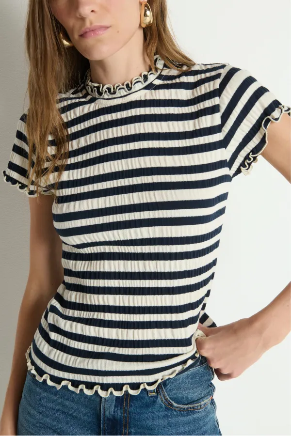 Ruffle Ruffled Cap Sleeve Top