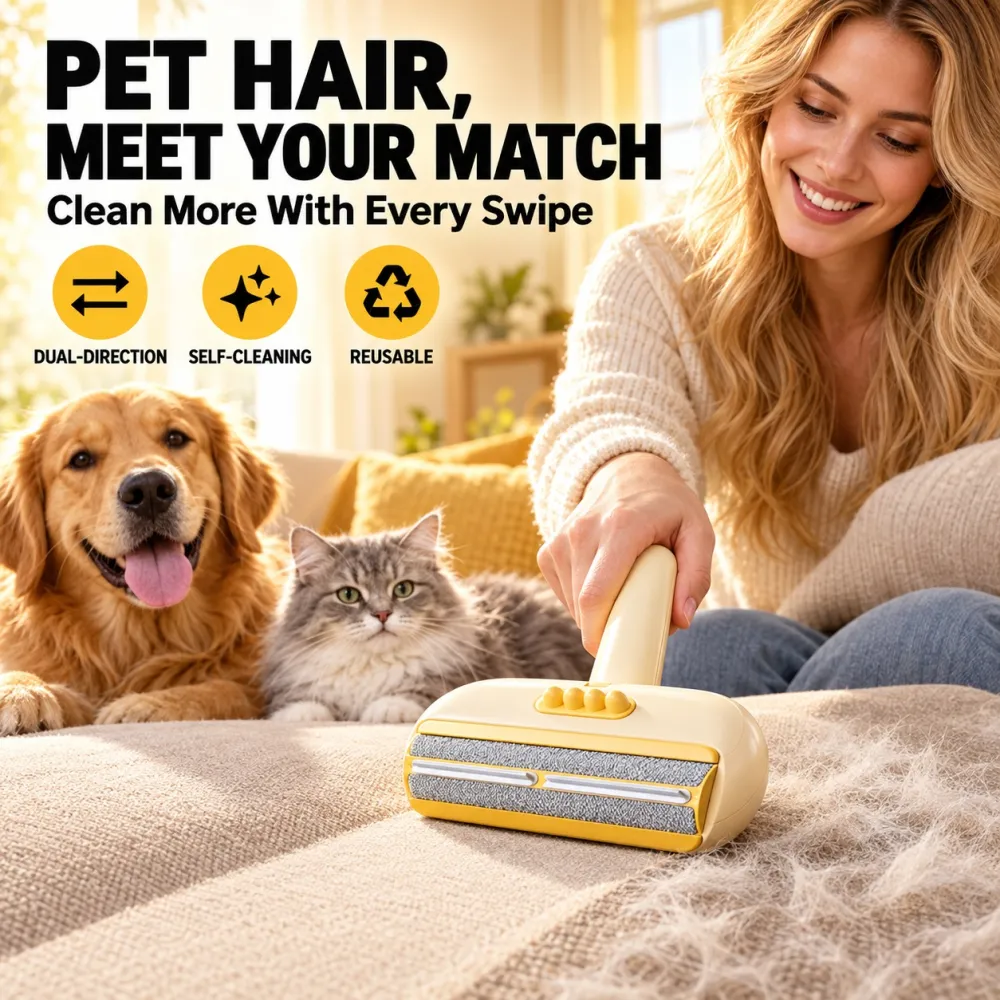New Pet Hair Remover Brush, Little Dinosaur Double-Sided Lint Roller