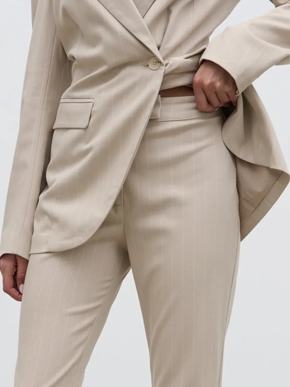 Straight Leg Pinstripe Trousers