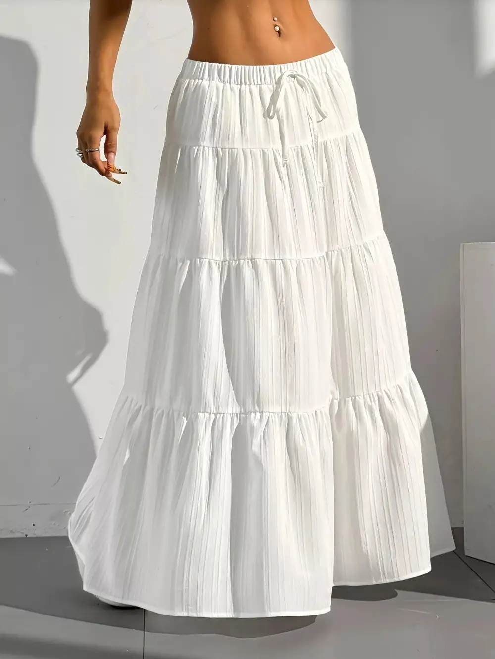 Modern Tiered Flowy Maxi Skirt