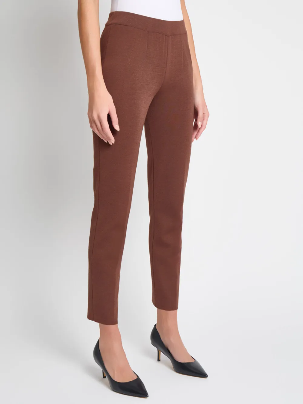 Solid Color Mid Waist Pants