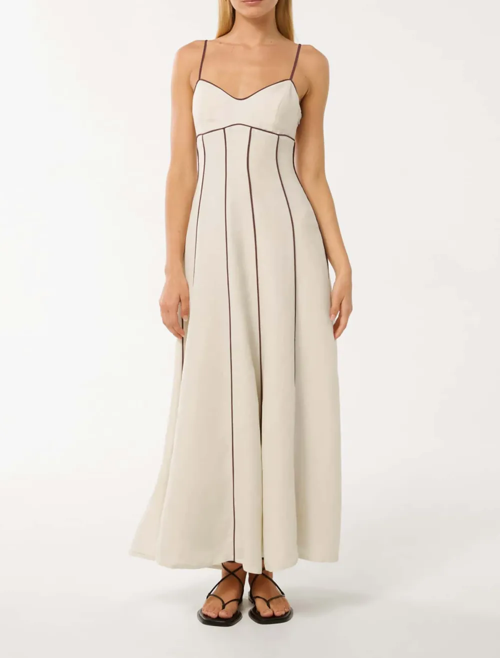 Contrast Detail Midi Dress