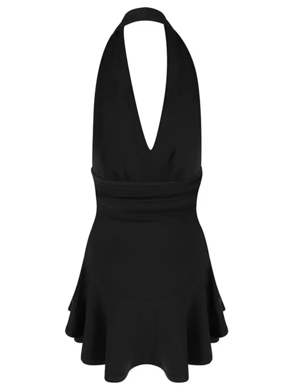 Soft Everyday Halter Neck Ruffle Hem Mini Dress