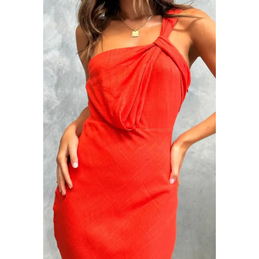 Ruched Single Shoulder Maxi Dress