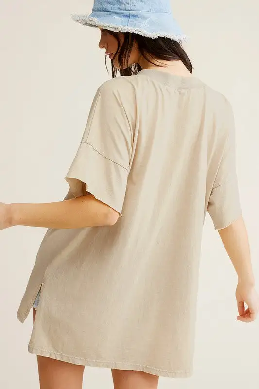 Mineral Washed Oversized Short Sleeve Top