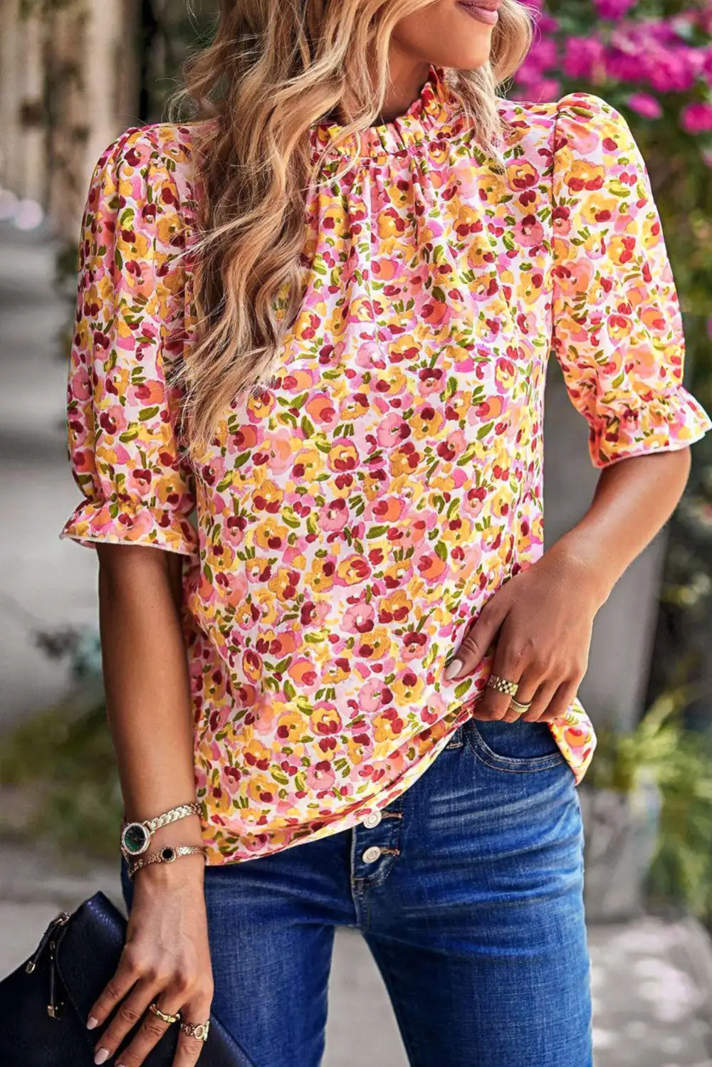 Floral Ruffled Frilled Blouse