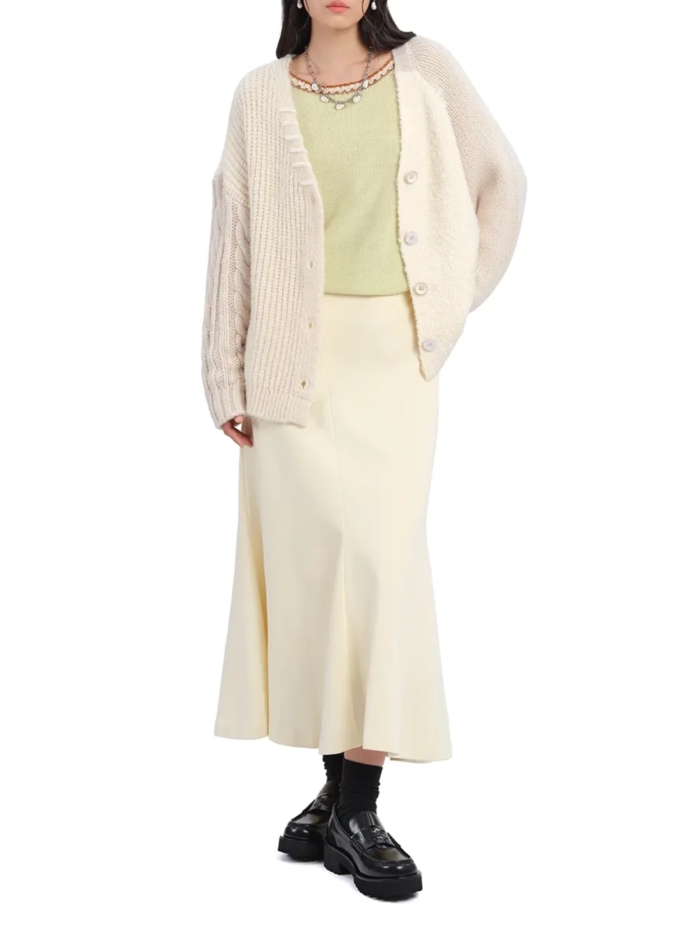 Contrast - Panel Knit Patchwork Cardigan