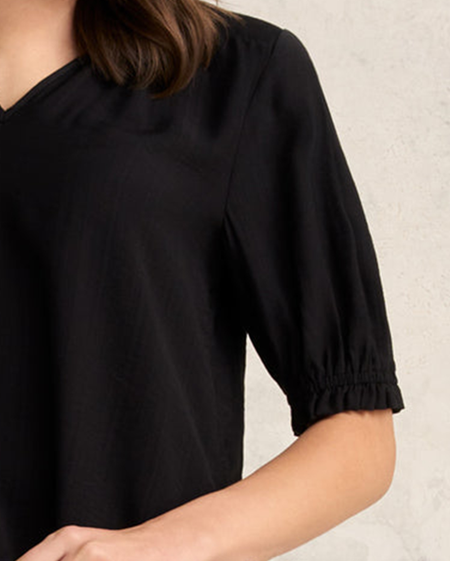 Puff Sleeve V Neck Blouse
