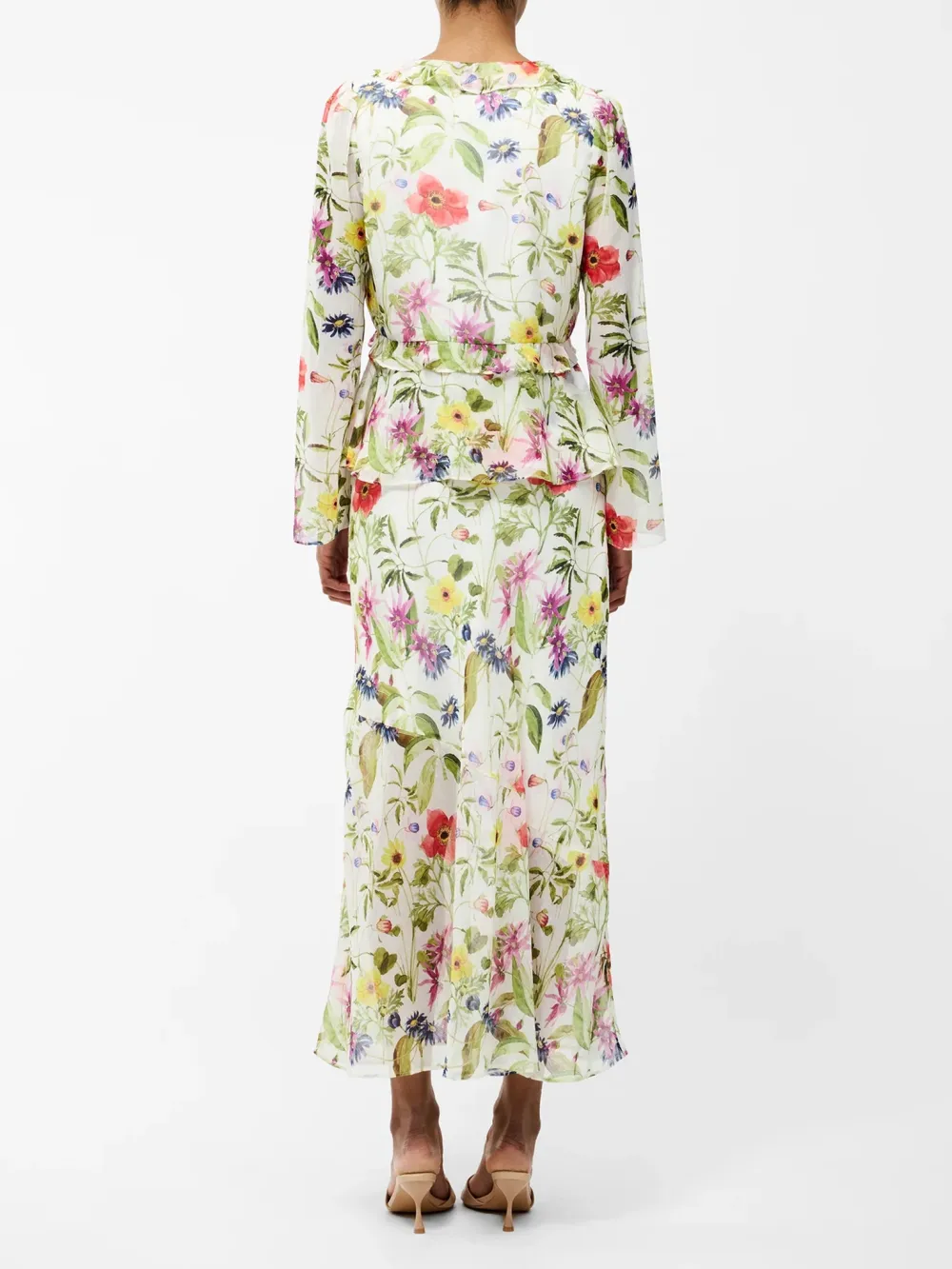 Lightweight Pleated V-Neck Tie Long Sleeve Shirt