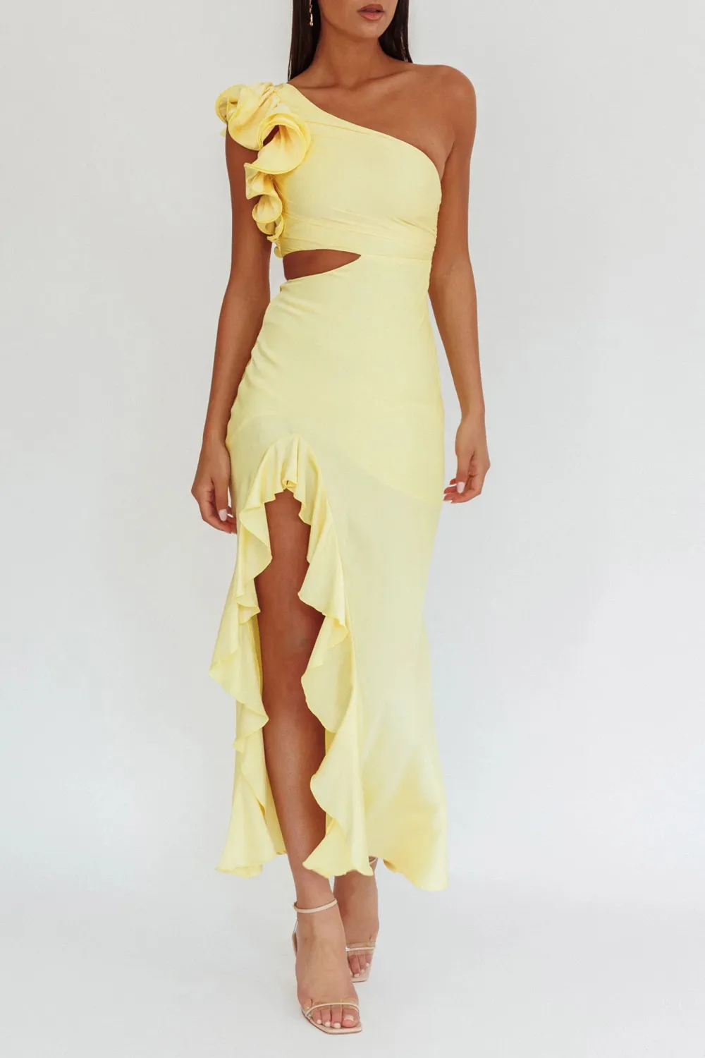 Creative Single-Side Ruffled Artistic Dress