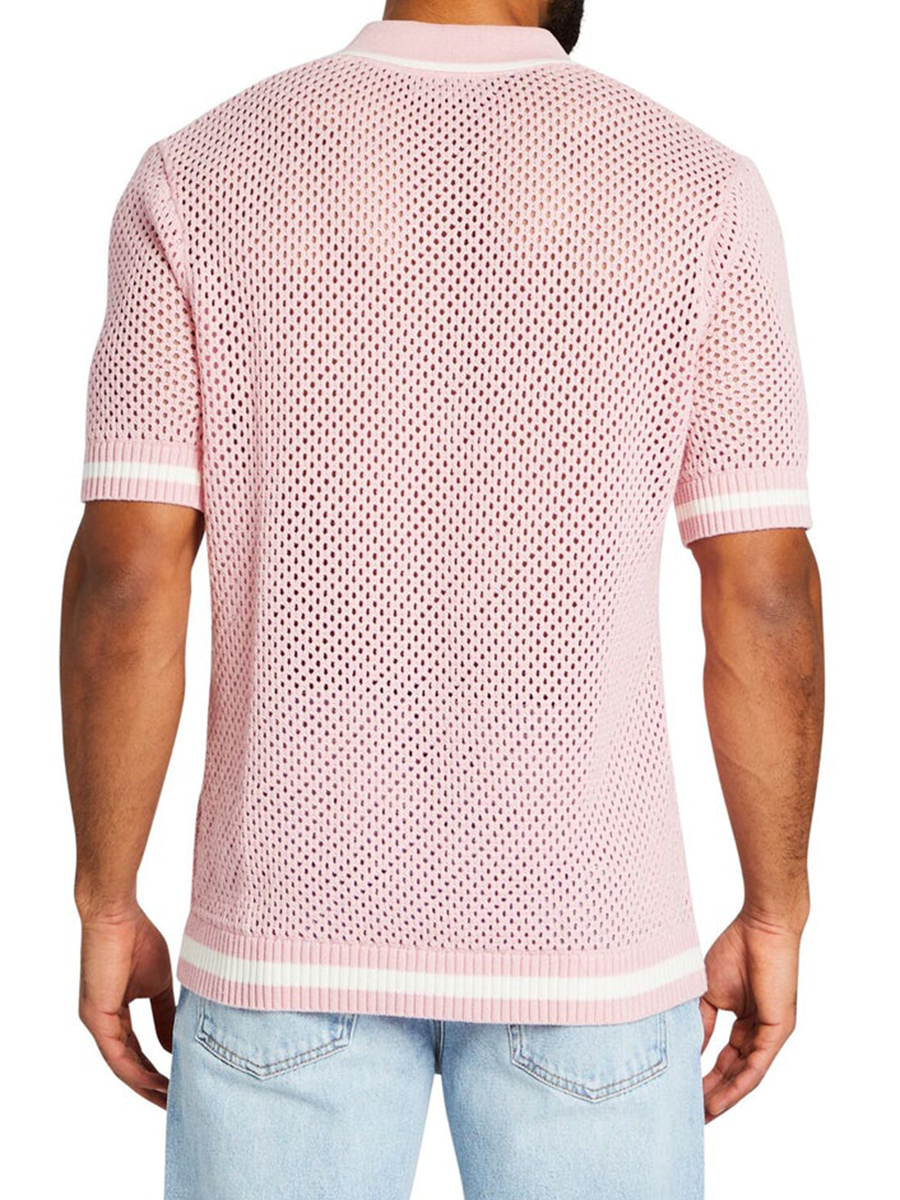 OVERSIZED BOXY CROCHET KNIT POLO