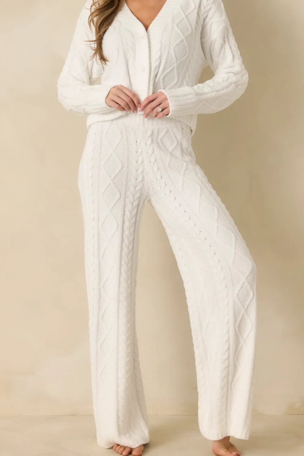 Cable Knit Wide Leg Pants