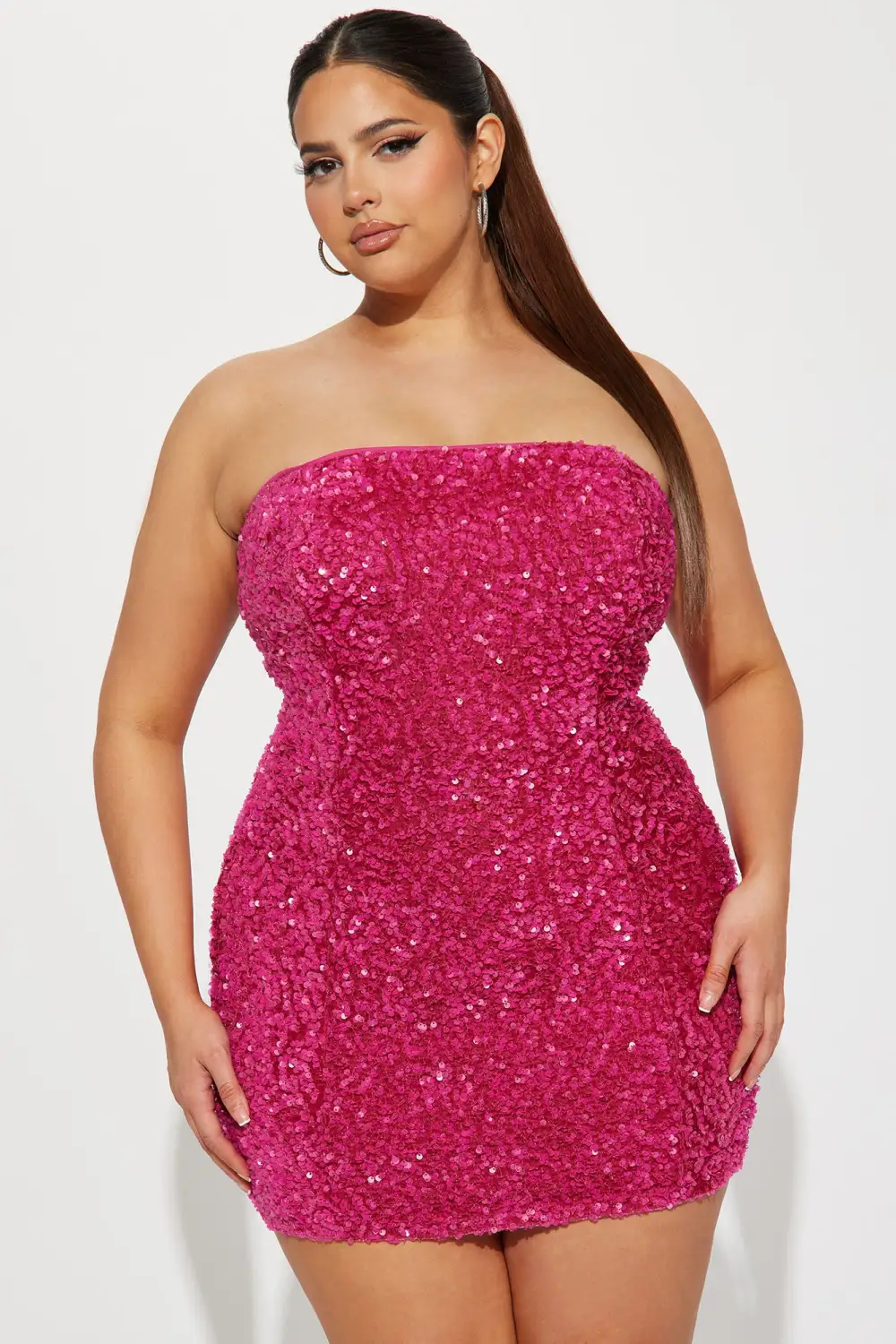 Kara Sequin Mini Dress - Hot Pink