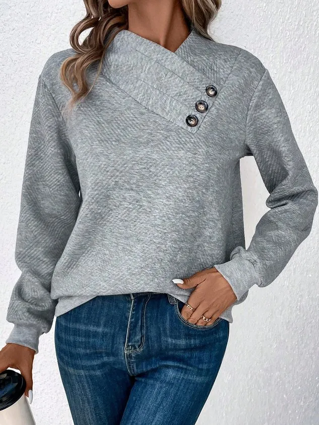 Casual Plain Sweatshirt