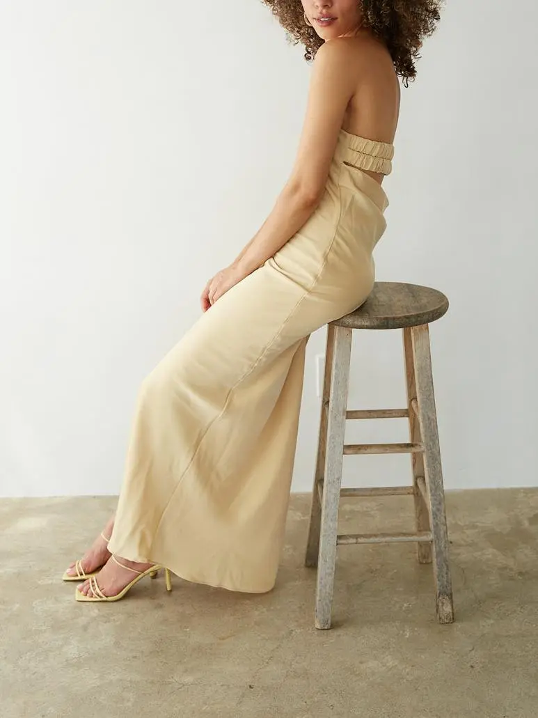 Strapless Open Back Maxi Dress