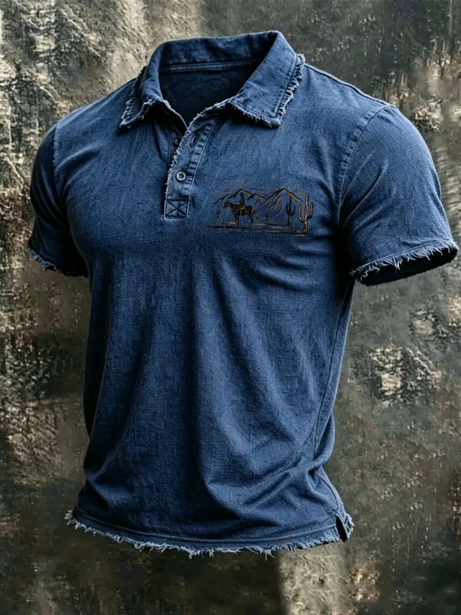 Men'S Casual Retro Western Printed Top