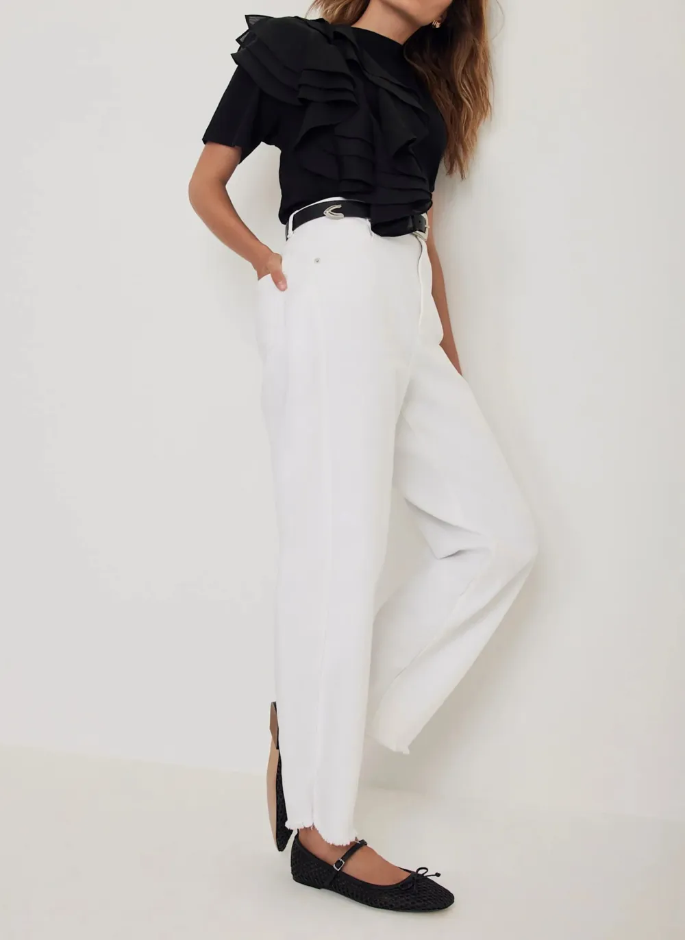 Casual Style Cotton Frill T-Shirt