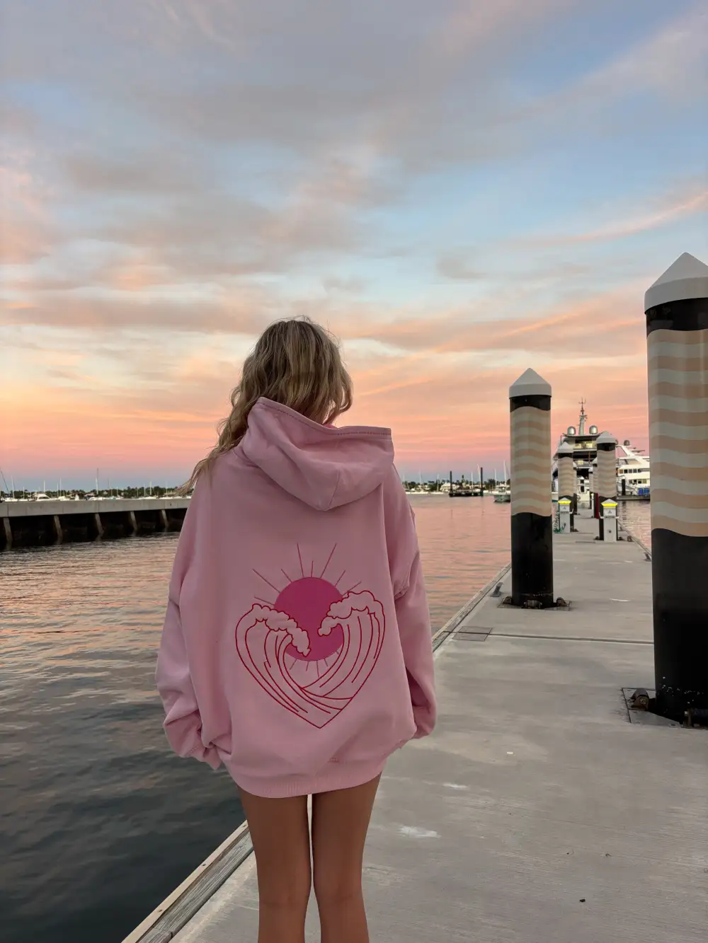Bubblegum Ocean Heart Stitched Hoodie