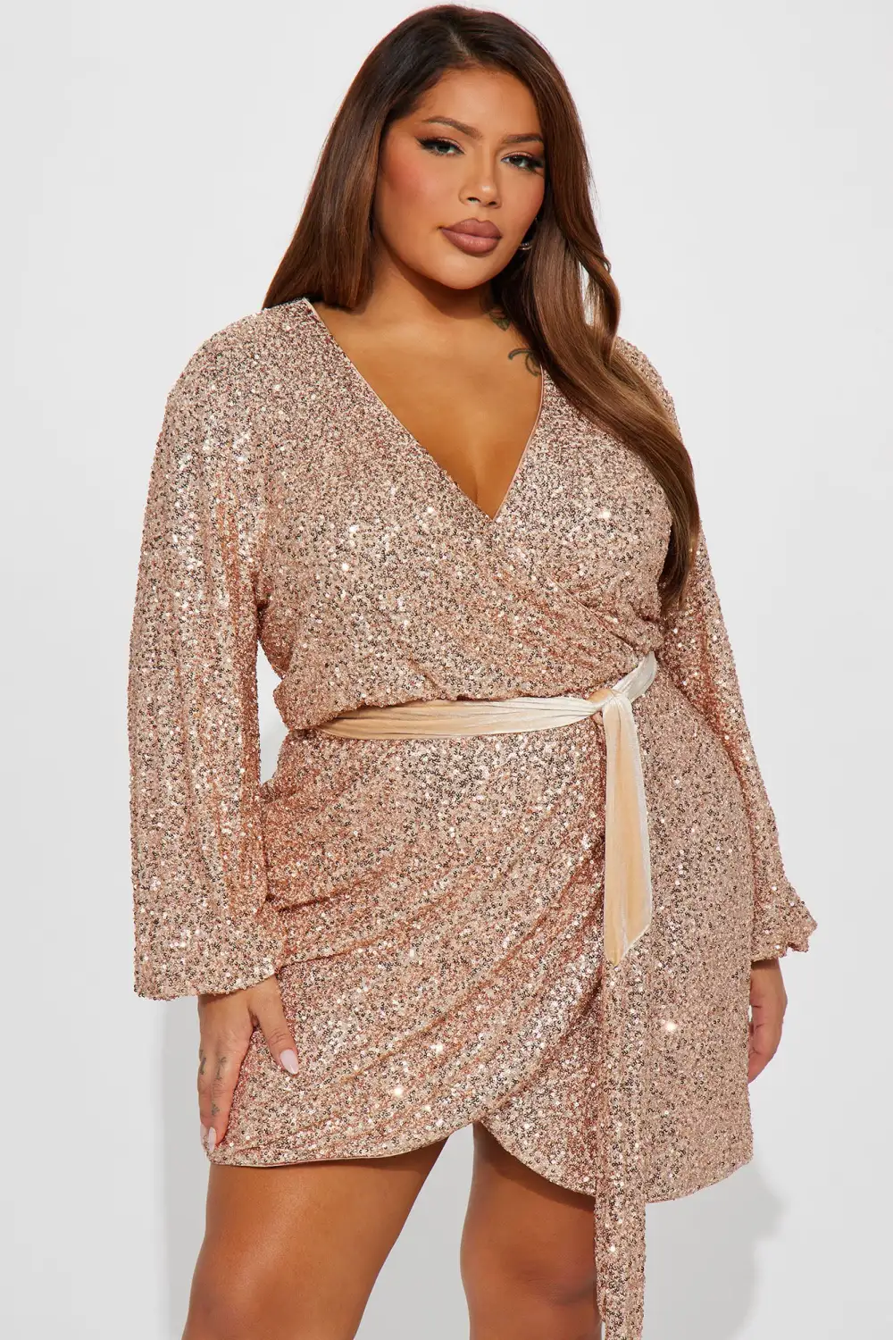 Wrap It Up Sequin Mini Dress - Gold