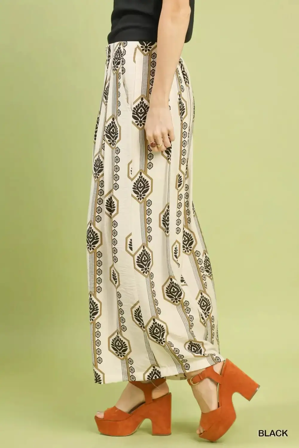 Everyday Geometric Boho Print Wide Leg Pants