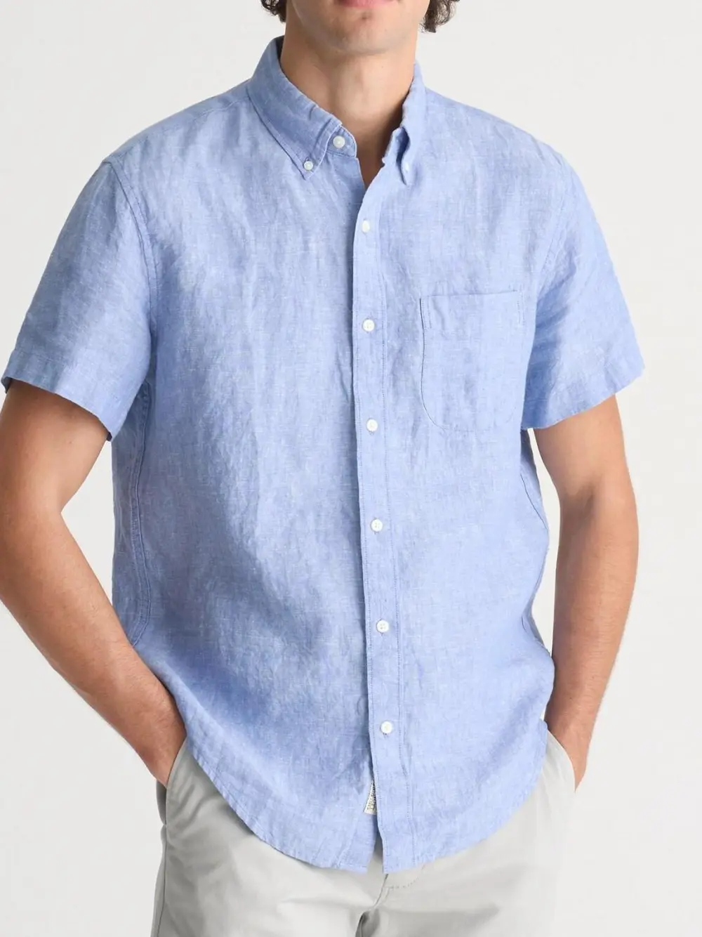 Sky Blue Short Sleeve Linen Shirt