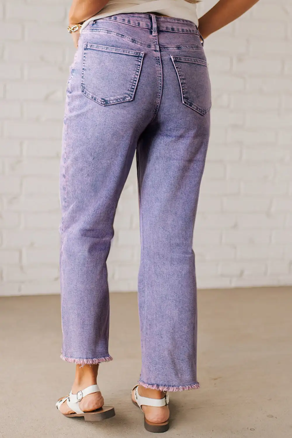 Petal Vintage Wash Frayed Hem Ankle Length Jeans