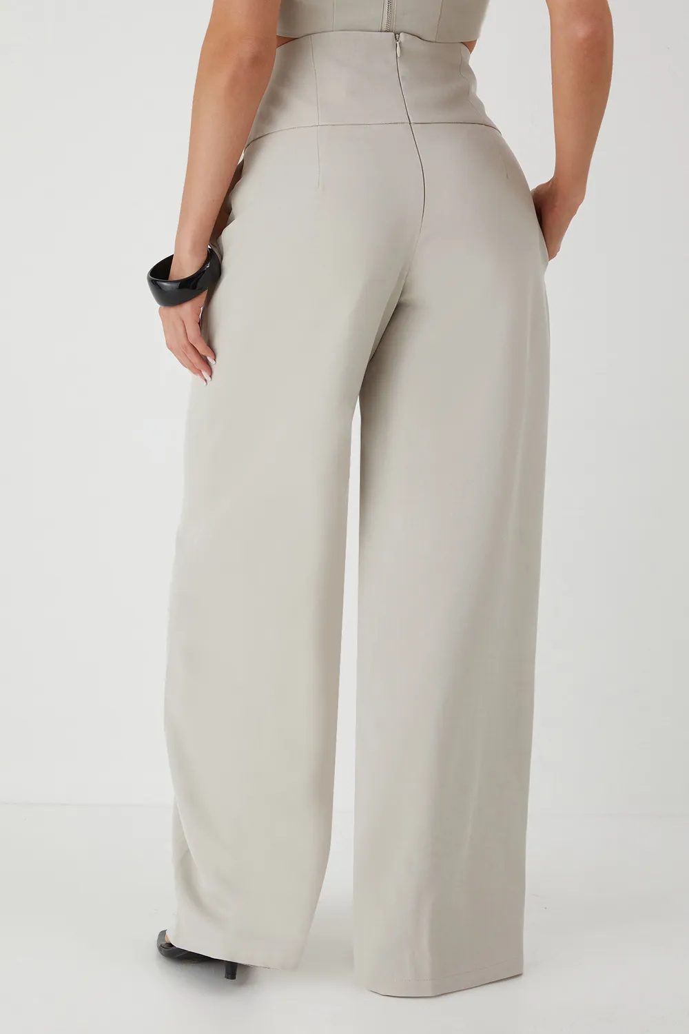 High Waist Wide Leg Trousers With Pockets For Women