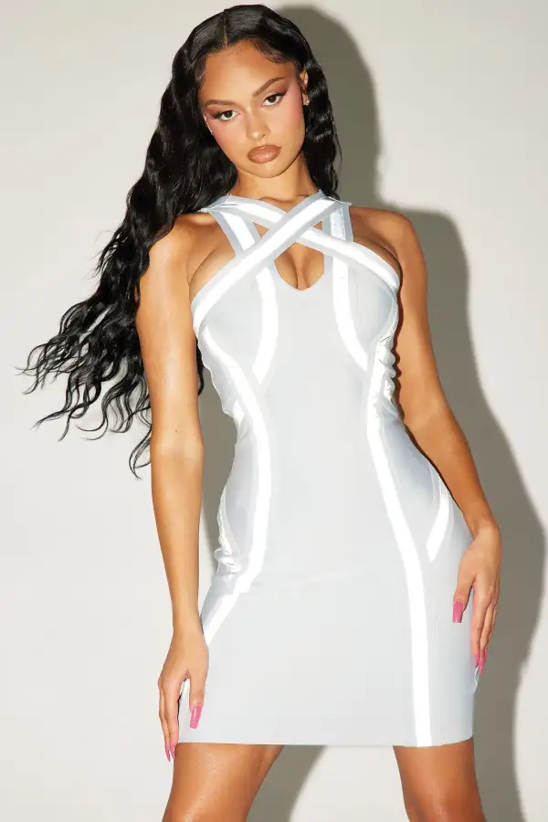 Gemini Reflective Mini Dress - Grey