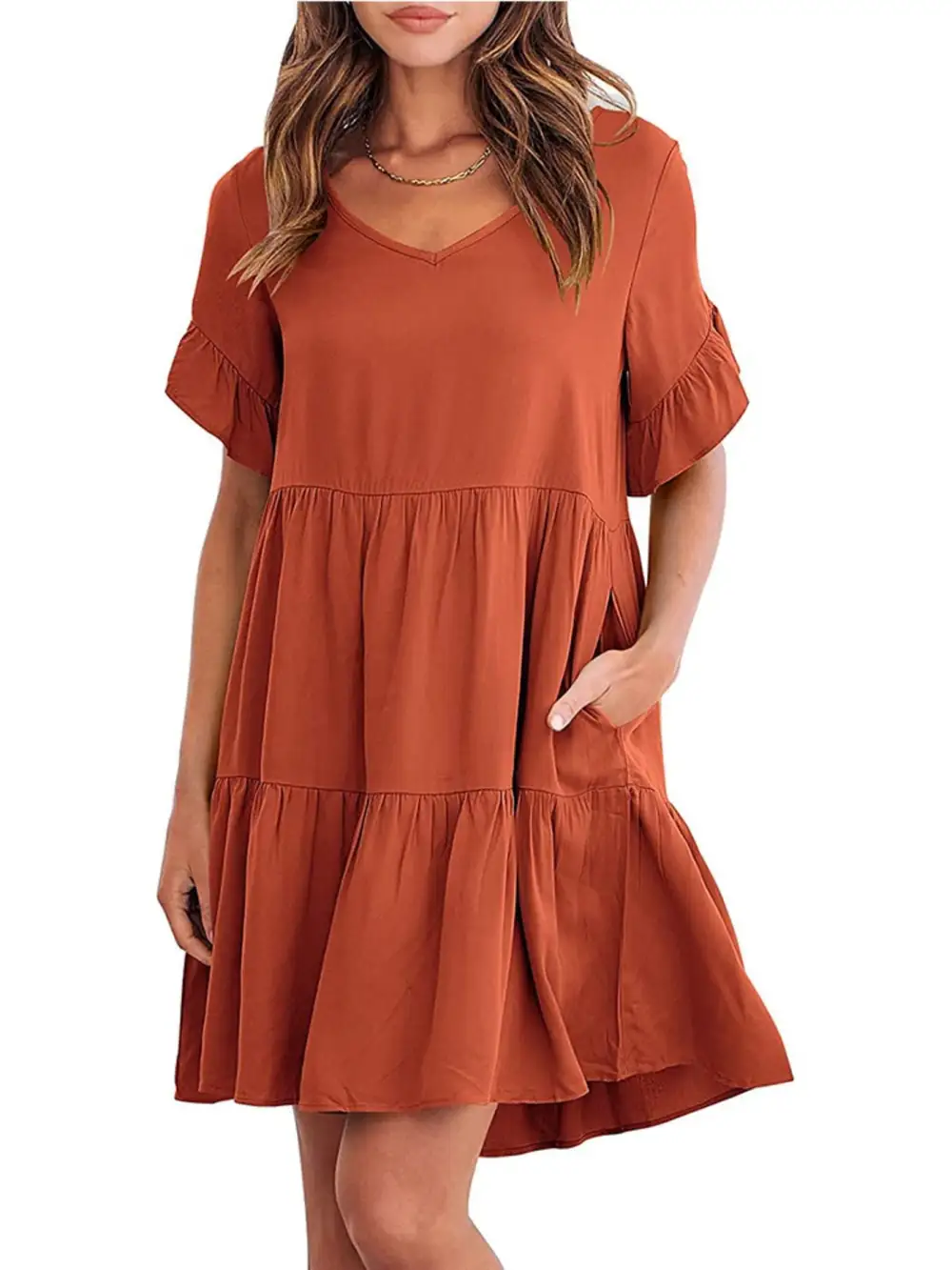Relaxed Shape Ruffle Tiered Mini Dress