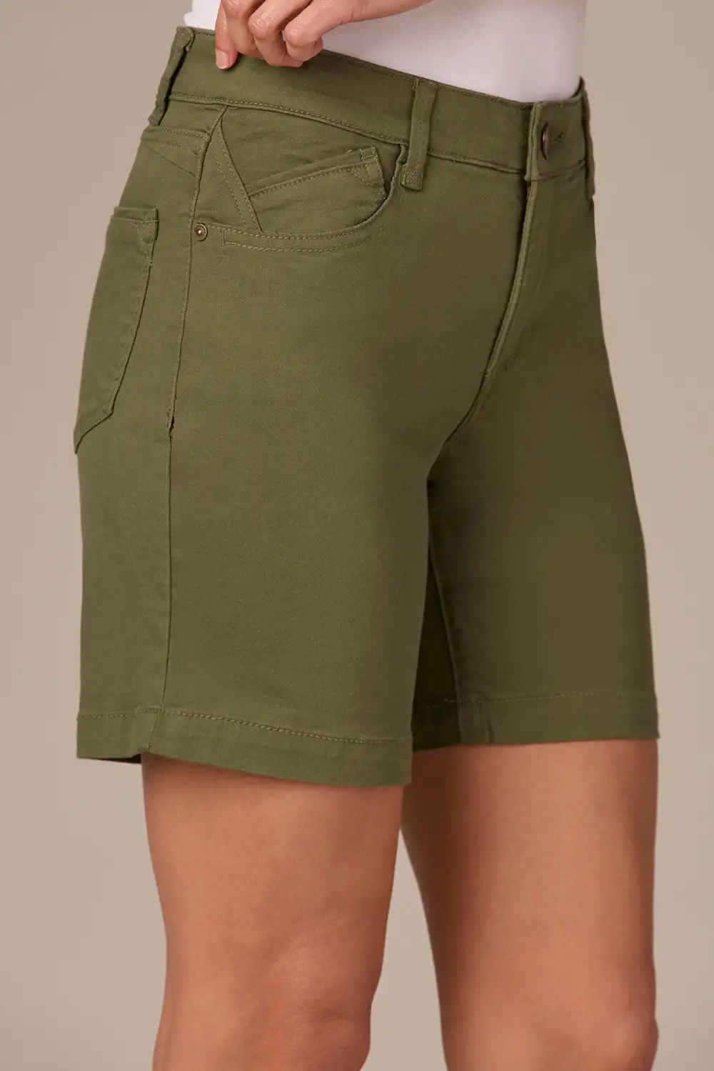 Mid Rise Stretch Twill Shorts