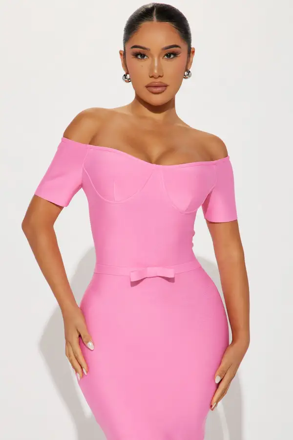 Take It Or Leave It Bandage Midi Dress - Pink