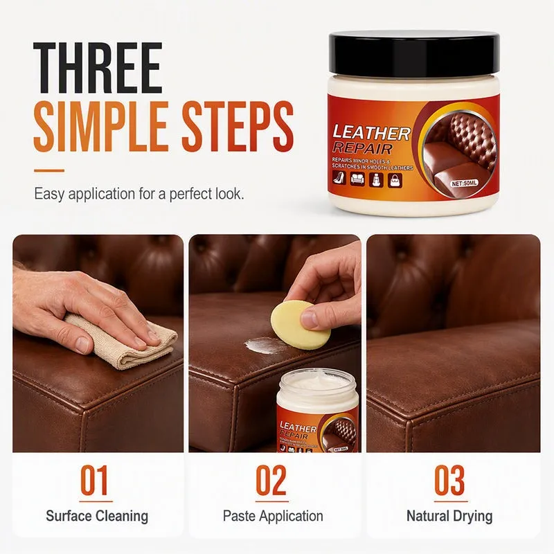 Multi‑Functional Leather Scratch Repair Cream‑Professional Seamless Leather Restorer, Texture Restoration Balm for Sofa, Car Seats, Bags & Shoes