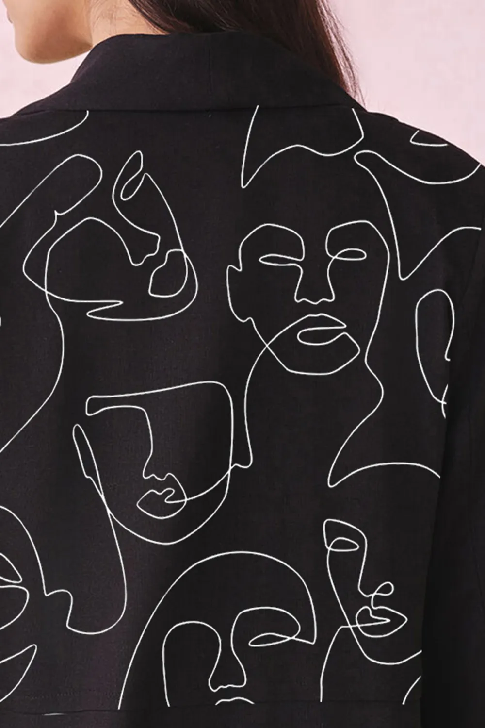 Black Viscose Casual Style Jacket