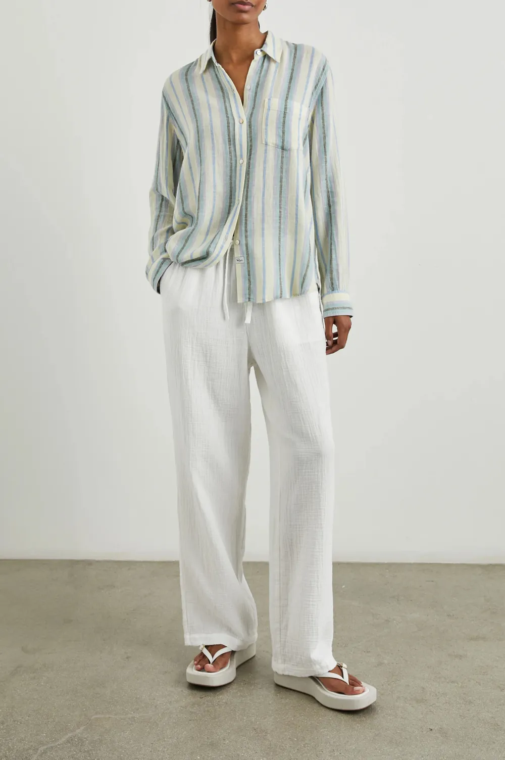 Fine-Striped Linen Wide-Leg Pants
