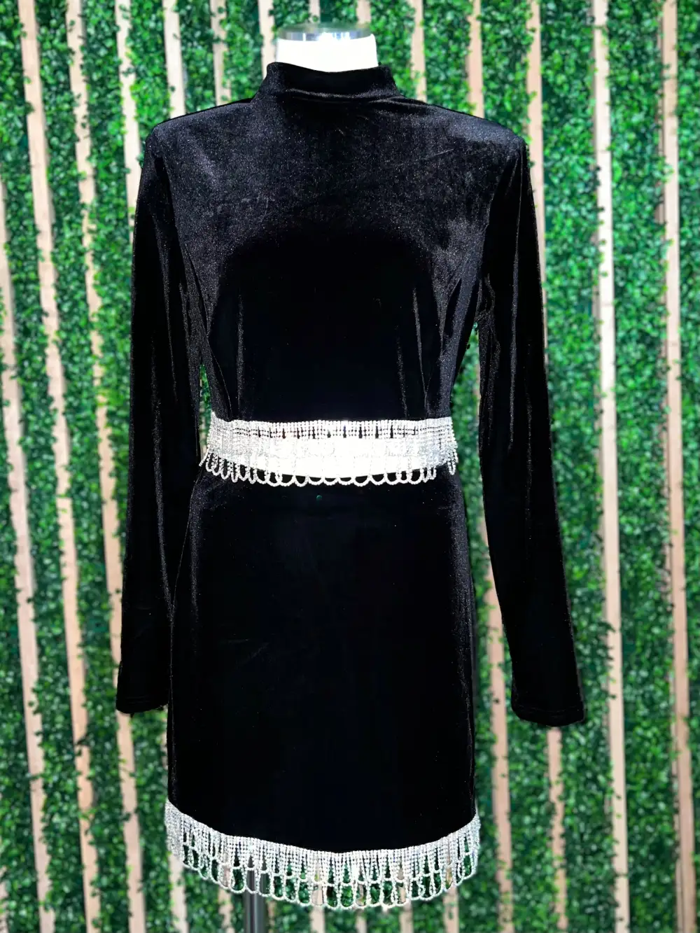 Rhinestone Trim Velvet Mini Skirt
