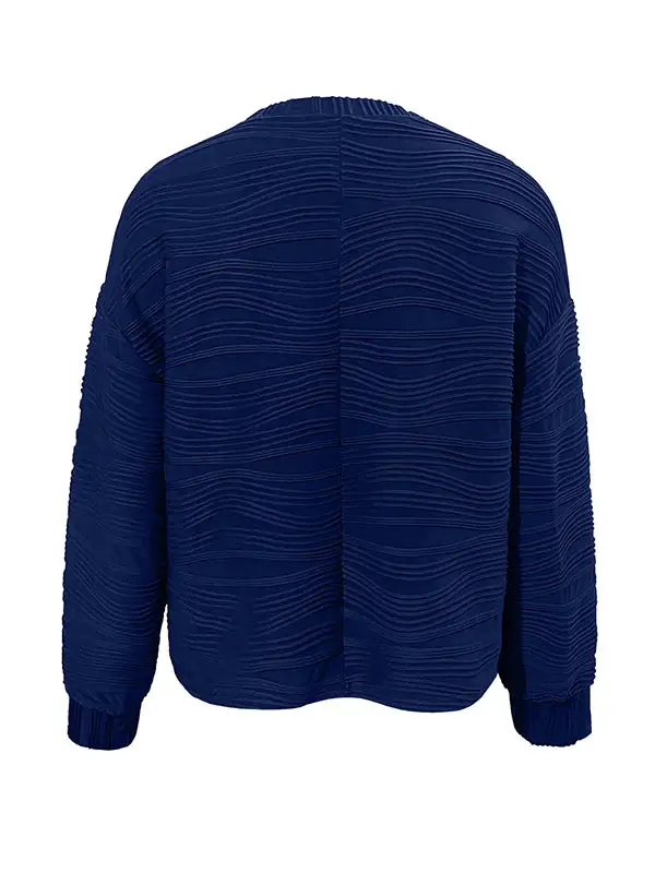 Long Sleeve Relaxed Round Neck Polyester T-Shirt