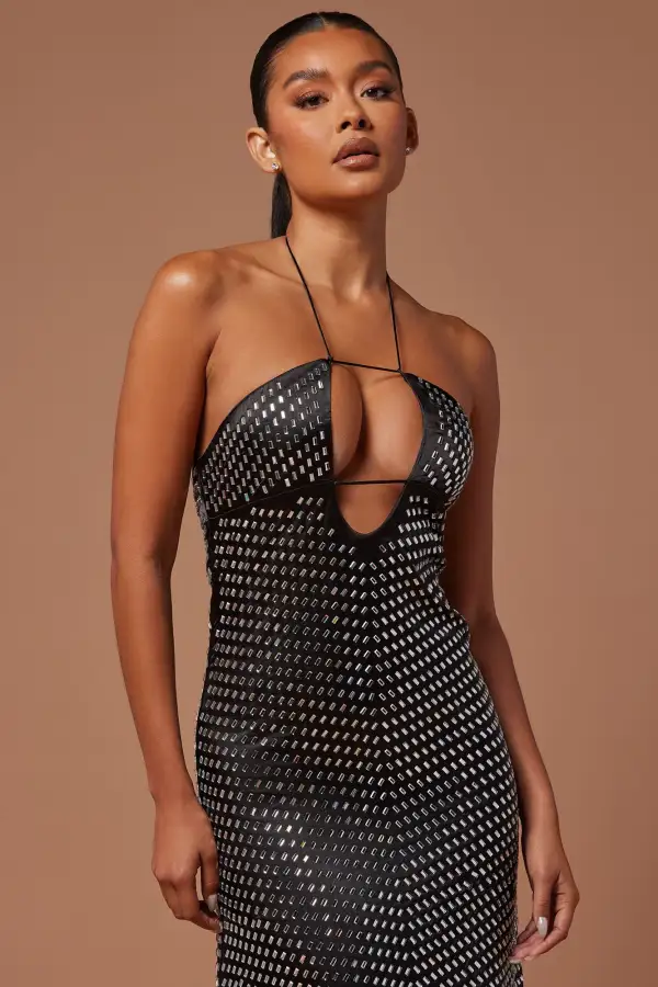 Jemina Embellished Maxi Dress - Black