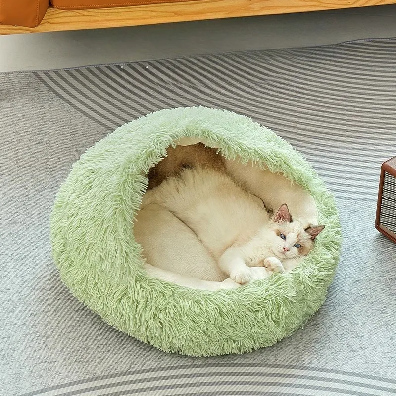 Plush Cave Cat Bed