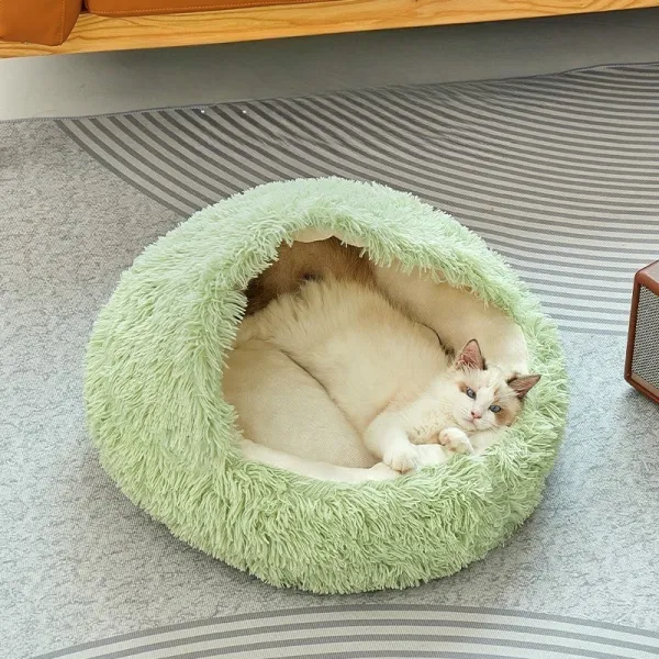 Plush Cave Cat Bed